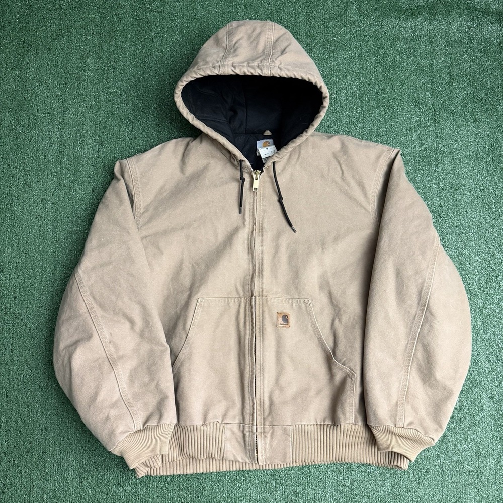 VTG 2003 Carhartt J130 SDL Quilted Duck Canvas Hooded Jacket XXL Utility Heavy